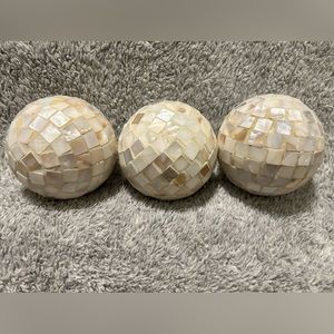 Set of 3 Handcrafted Norine tiled shell decorative balls